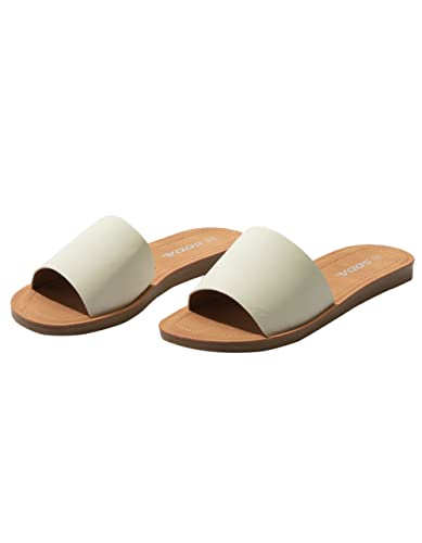 Soda Shoes Women Flip Flops Basic Plain Slippers Slip On Sandals Slides Casual Peep Toe Beach Efron-S White 6